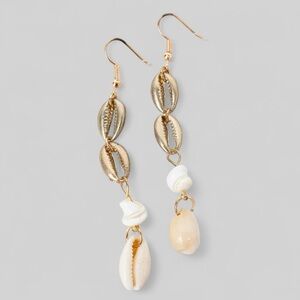 Coastal Cowrie Shell Goldtone Earrings